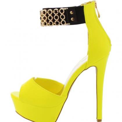 lemon lace up heels